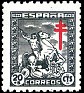 Spain 1944 Pro Tuberculosos 20 + 5 CTS Verde Edifil 985. 985. Subida por susofe